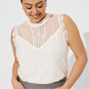 Torrid Lace Detail Blouse - Cream